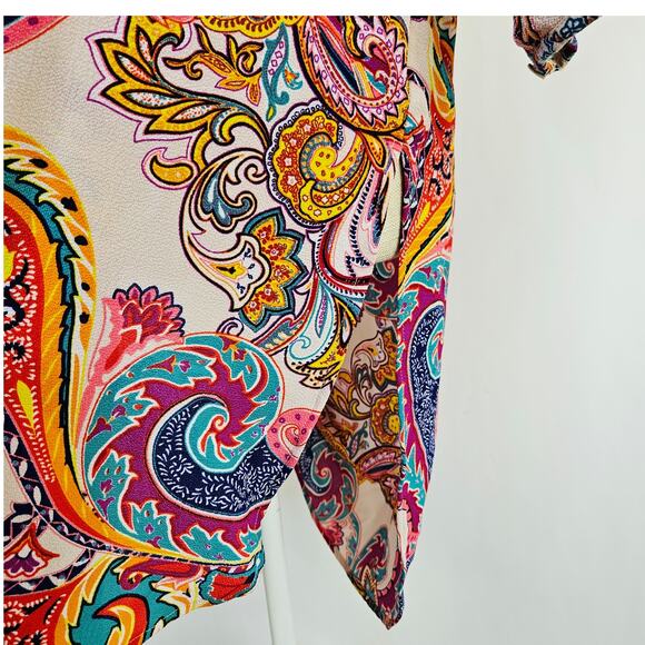 Fig & Flower Anthropologie Boho Paisley Tunic Dress Medium Colorful Spring Artsy - Picture 8 of 16
